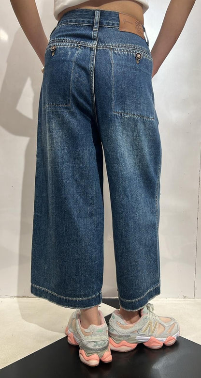 High-Waisted Dark-wask Culotte Jeans
