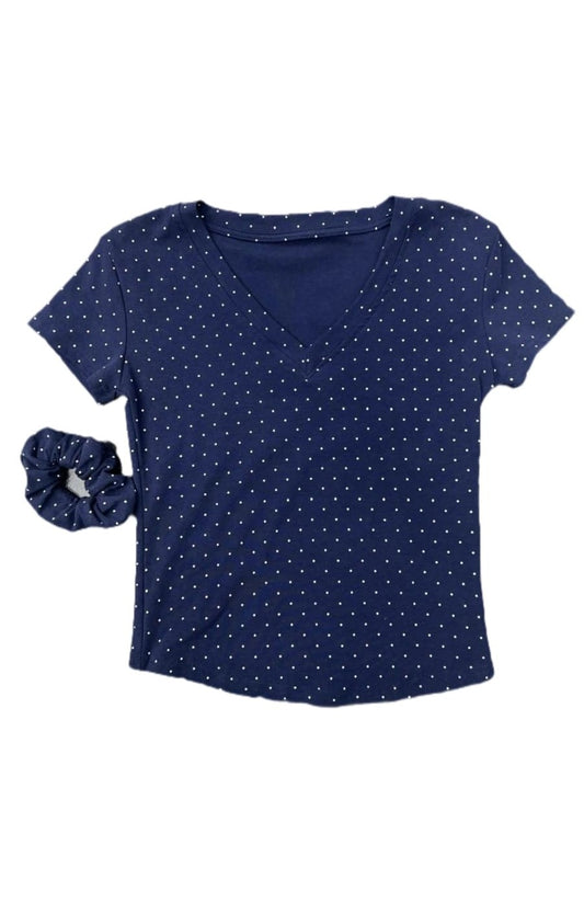 V-Neck Polka Dot Tee