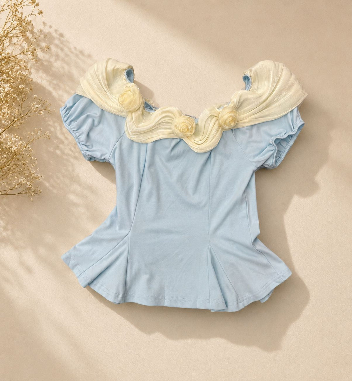 Rosette Neck Peplum Top