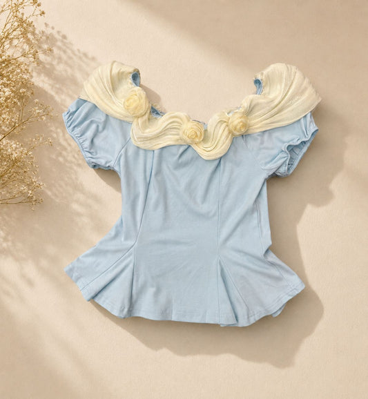 Rosette Neck Peplum Top