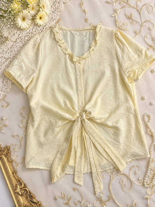 Tie-Knot Frill Neck Top