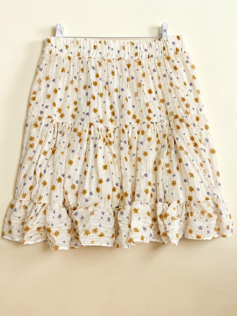 White Ditsy Floral Ruffle Skirt