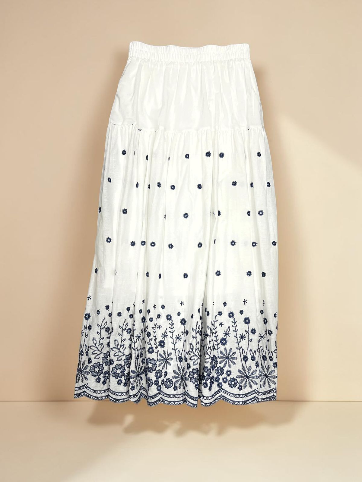 Floral Embroidered Boho Maxi Skirt