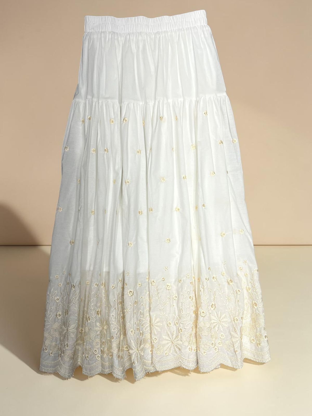 Floral Embroidered Boho Maxi Skirt