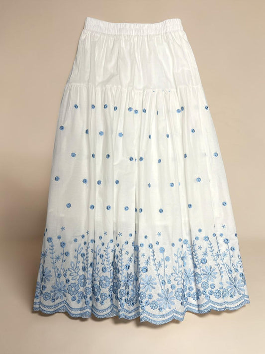 Floral Embroidered Boho Maxi Skirt