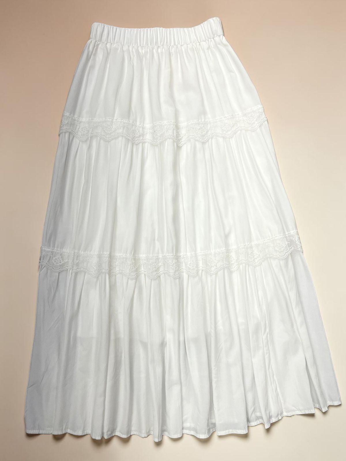 Ivory Lace Tiered Maxi Skirt