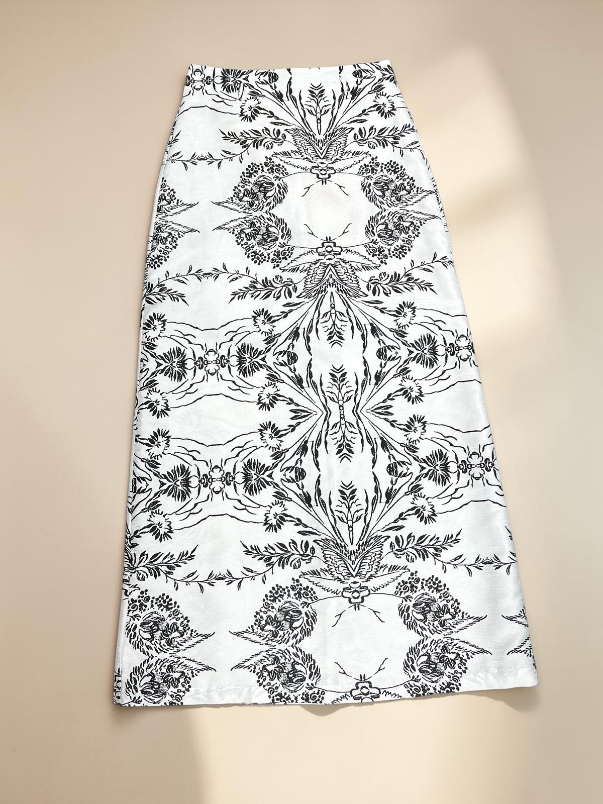 Vintage Botanical Print A-Line Maxi Skirt