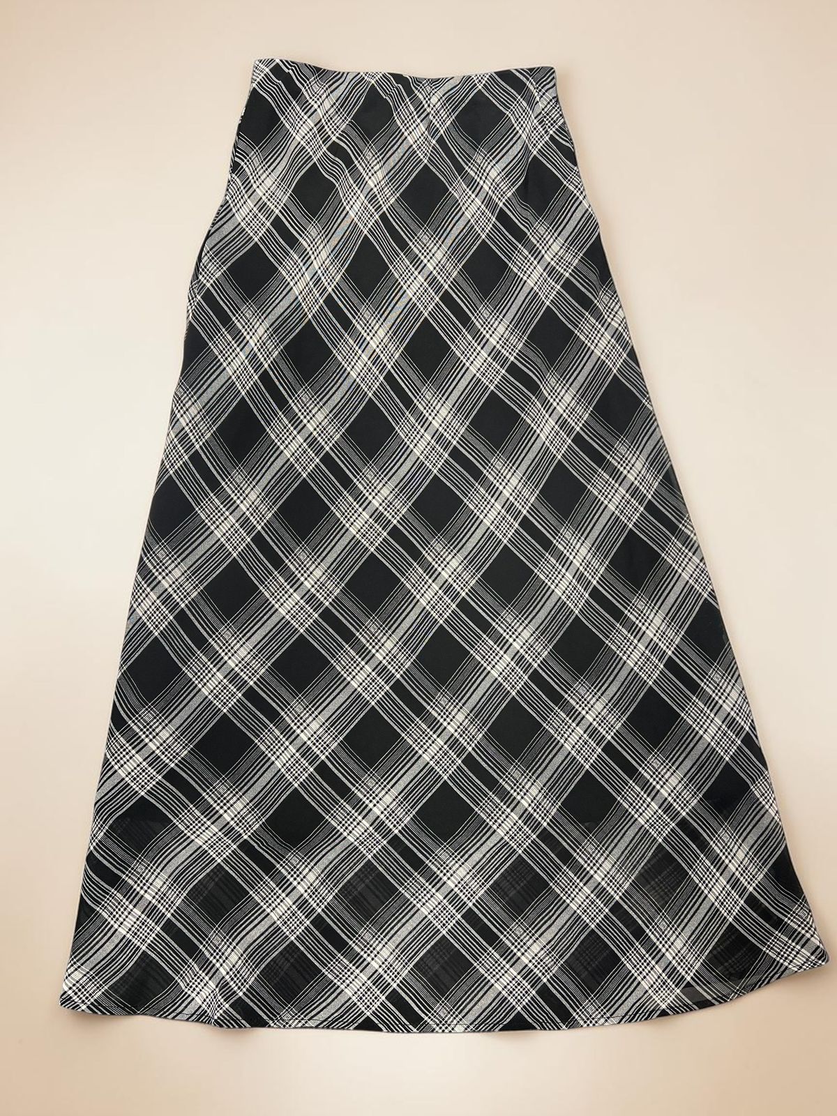 Black & White Plaid A-Line Maxi Skirt