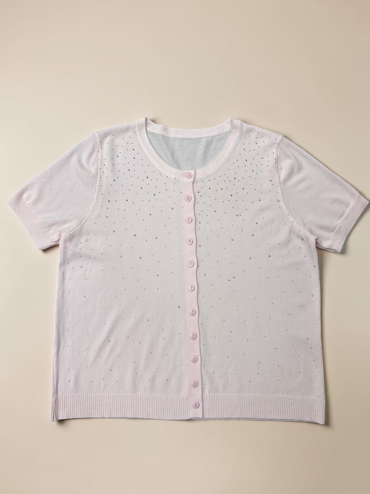 Women's Rhinestone Embellished Short-Sleeve Knit Cardigan
