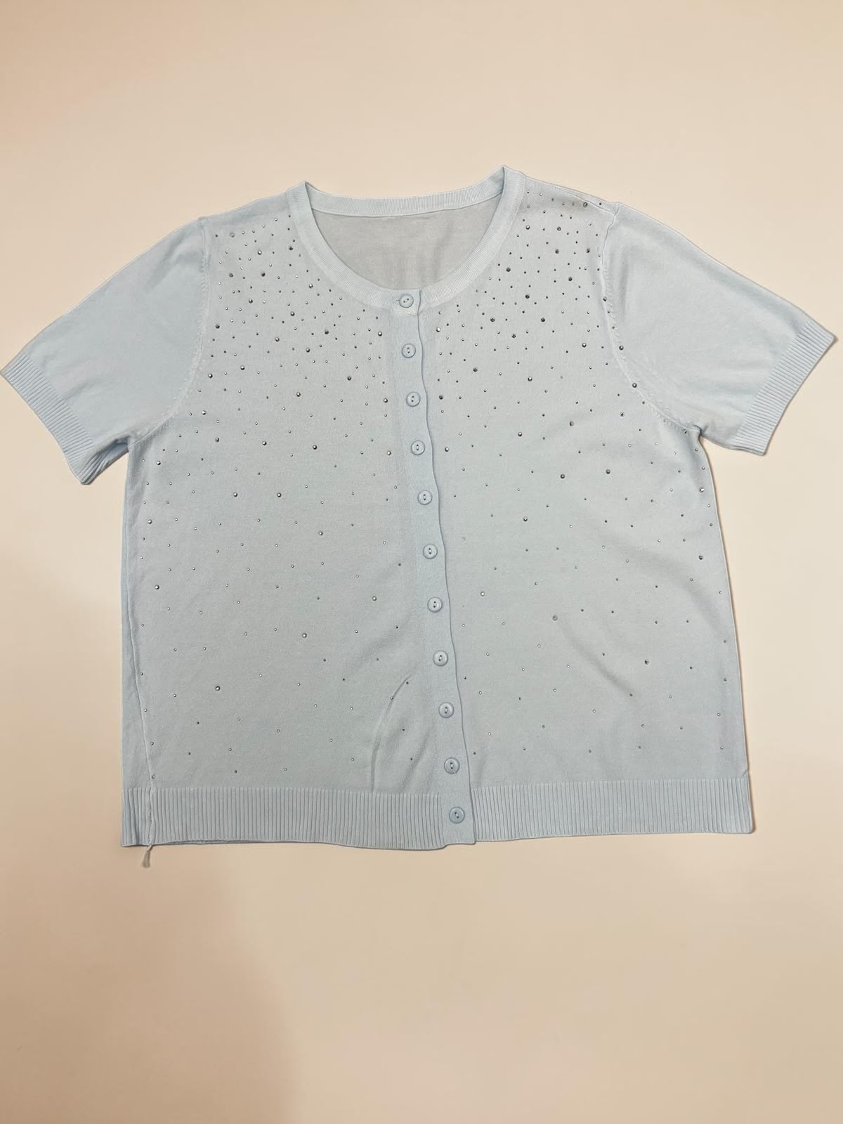 Women's Rhinestone Embellished Short-Sleeve Knit Cardigan