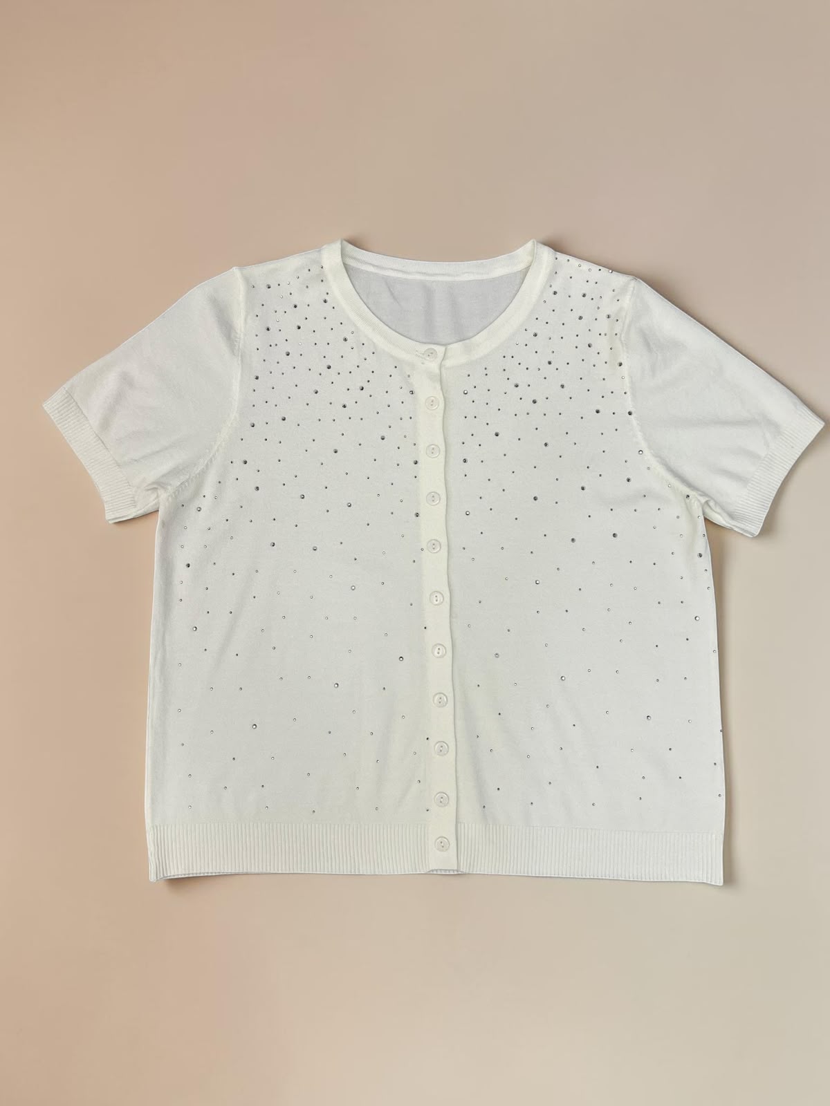 Women's Rhinestone Embellished Short-Sleeve Knit Cardigan