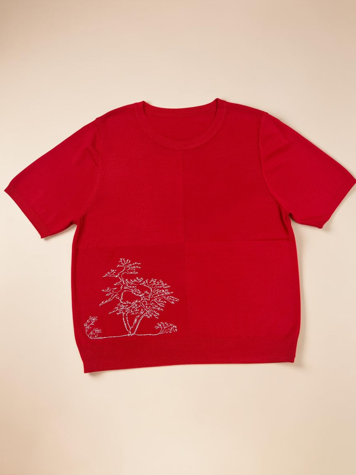 Nature Embroidered Knit T-Shirt