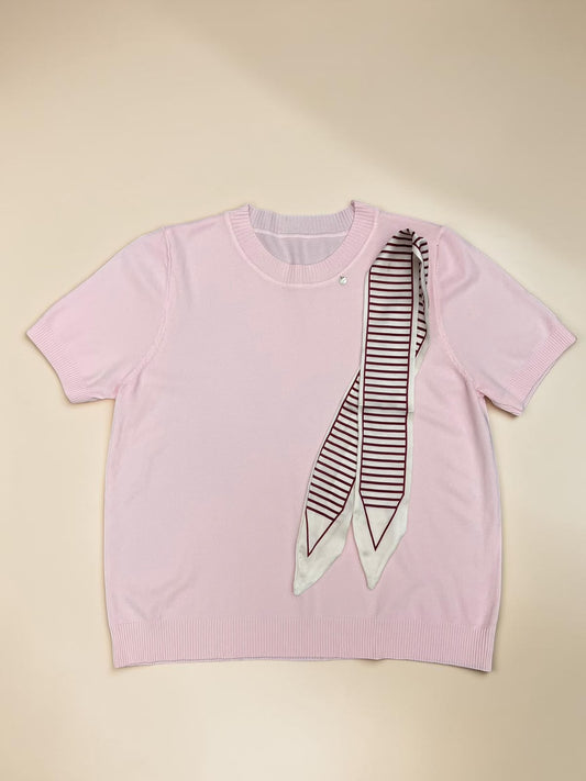 Elegant Scarf Accent L=Knit Tee