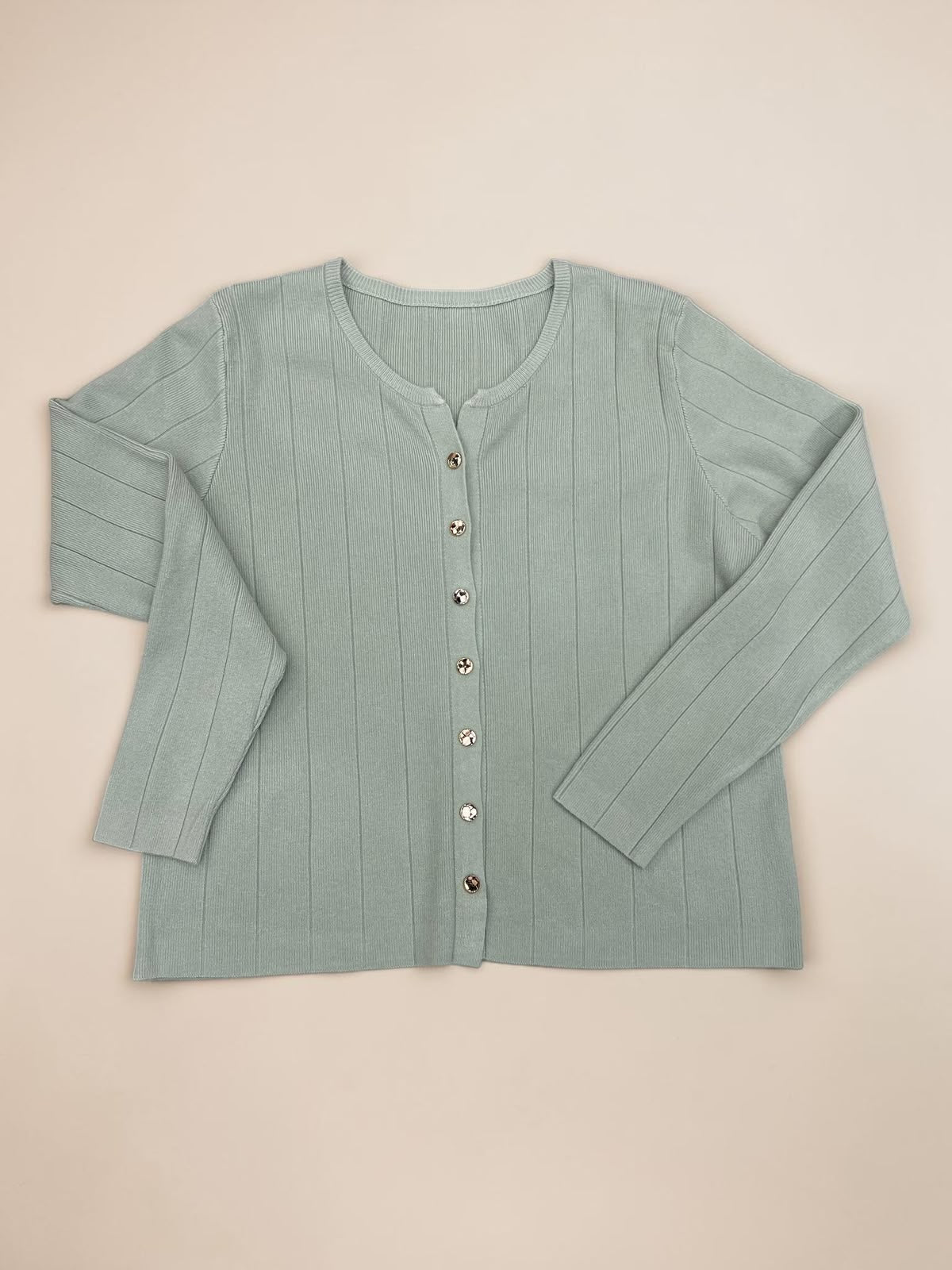Ribbed Knit Button-Front Cardigan