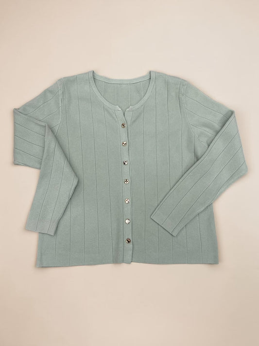 Ribbed Knit Button-Front Cardigan
