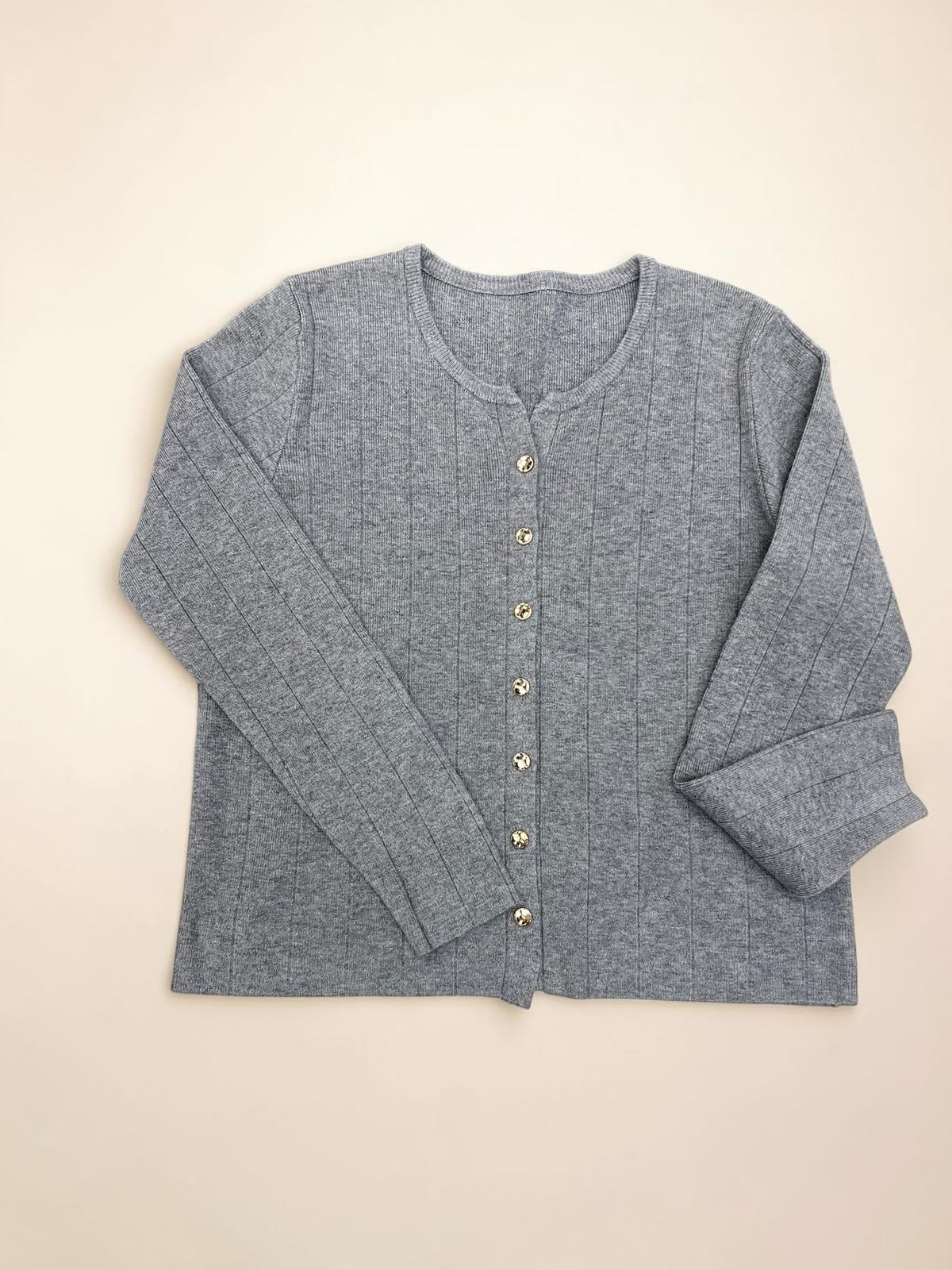 Ribbed Knit Button-Front Cardigan