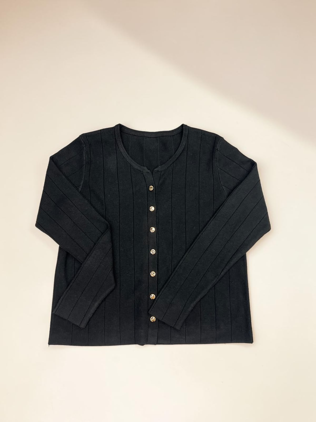 Ribbed Knit Button-Front Cardigan