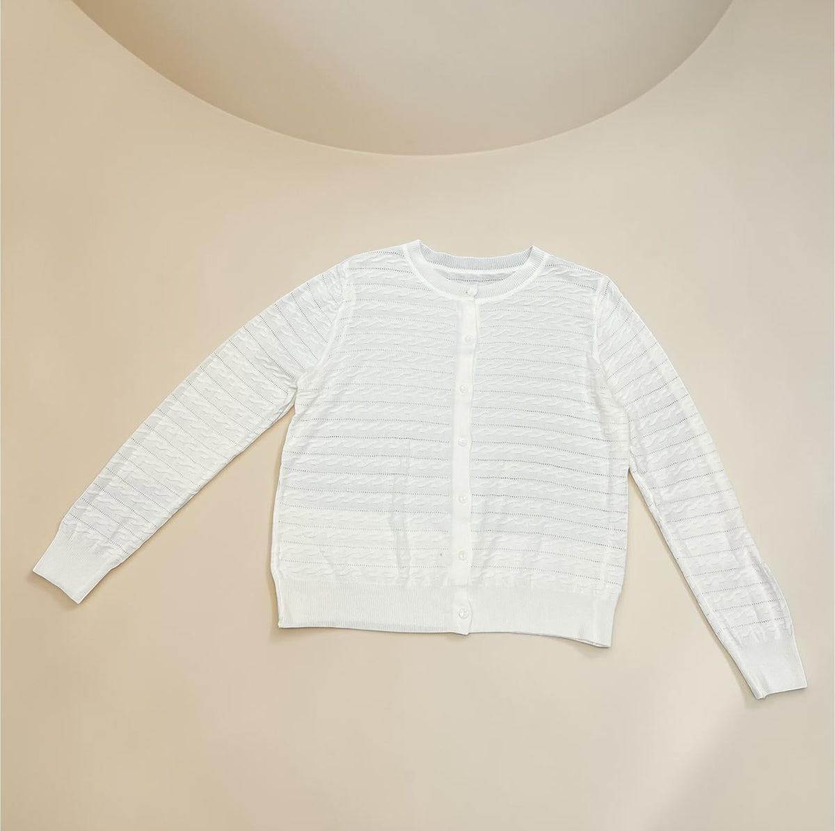 Pointelle Knit Button-Front Cardigan