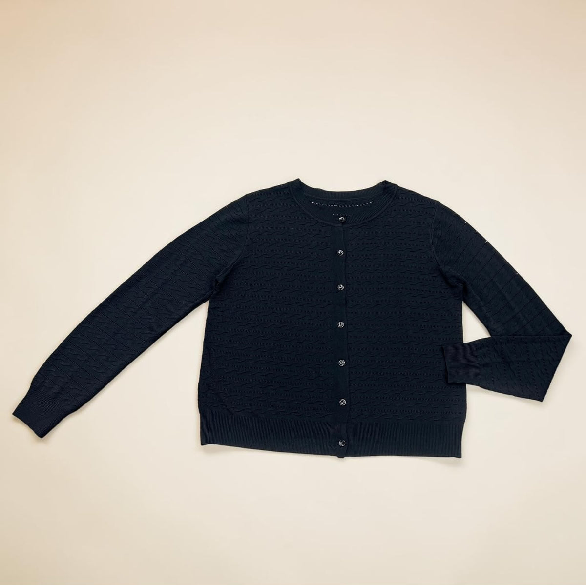 Pointelle Knit Button-Front Cardigan