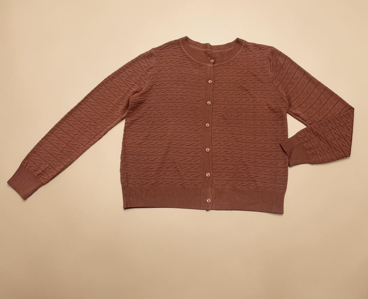 Pointelle Knit Button-Front Cardigan