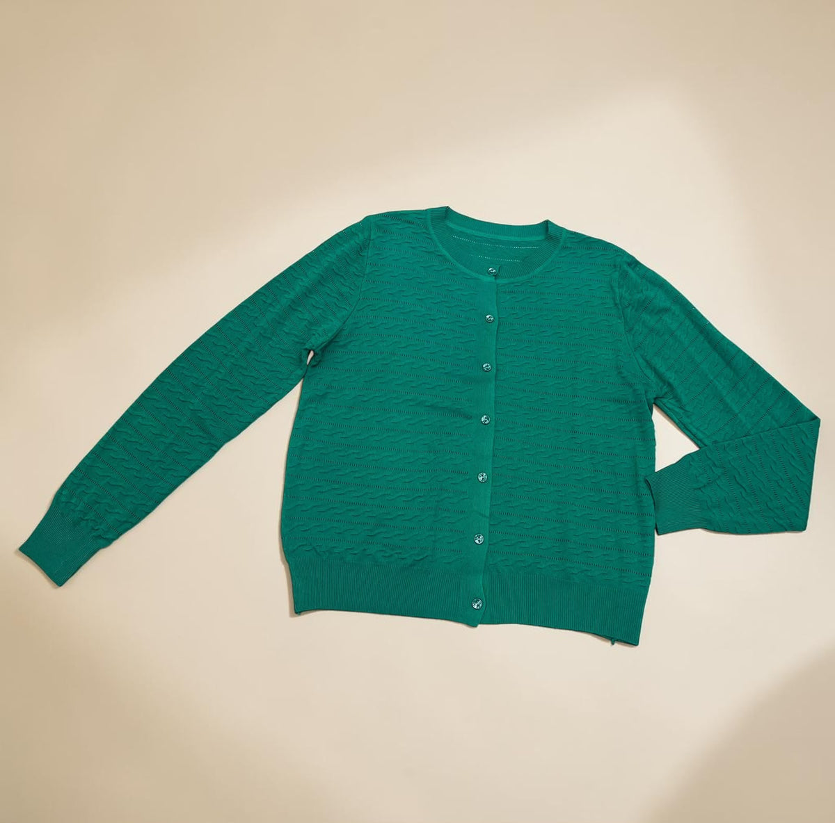 Pointelle Knit Button-Front Cardigan