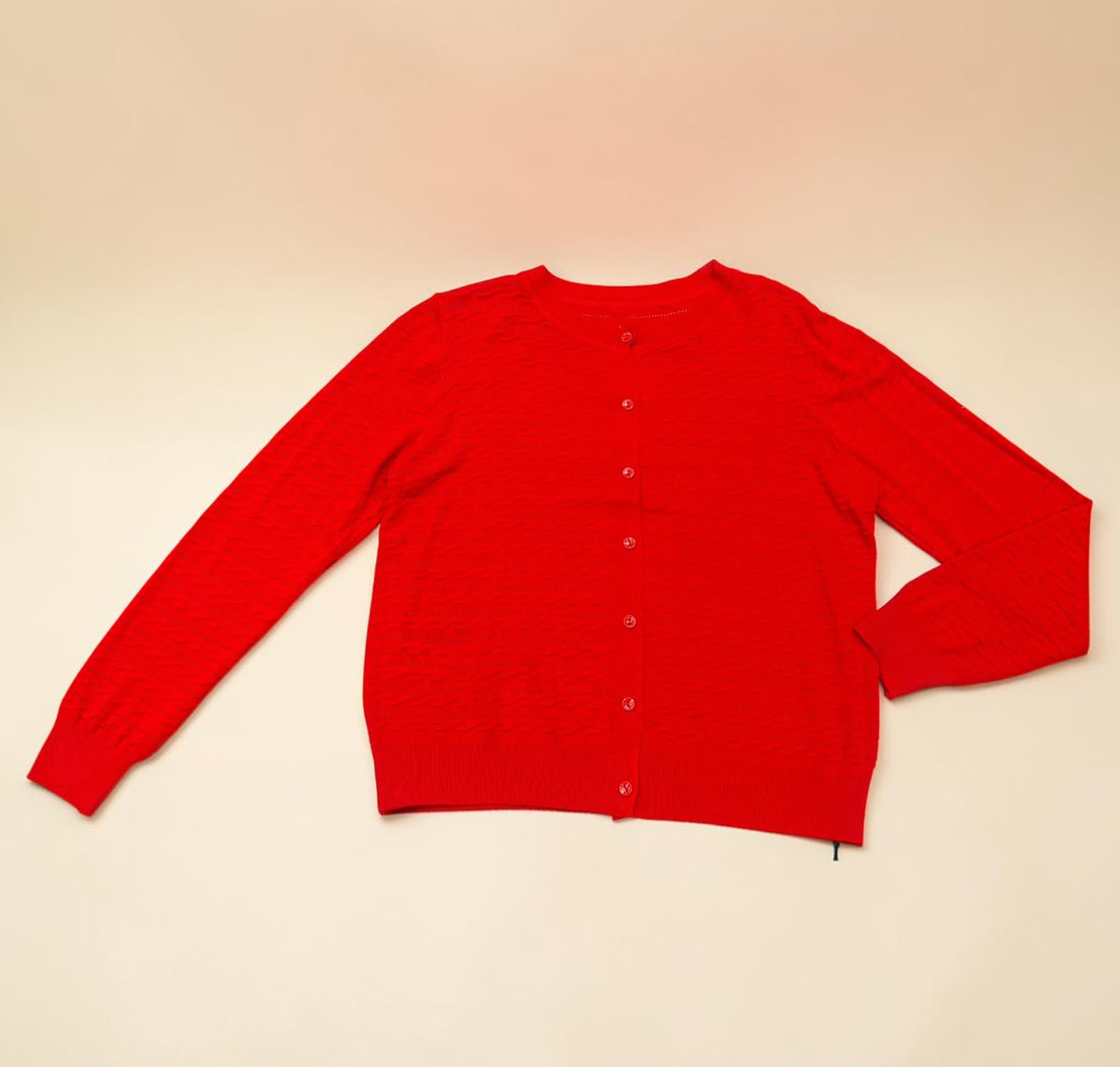 Pointelle Knit Button-Front Cardigan