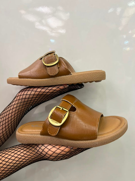 Elegant Ivory Buckle Comfort Slides