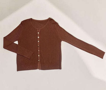 Women's Ribbed Knit Button Cardigan