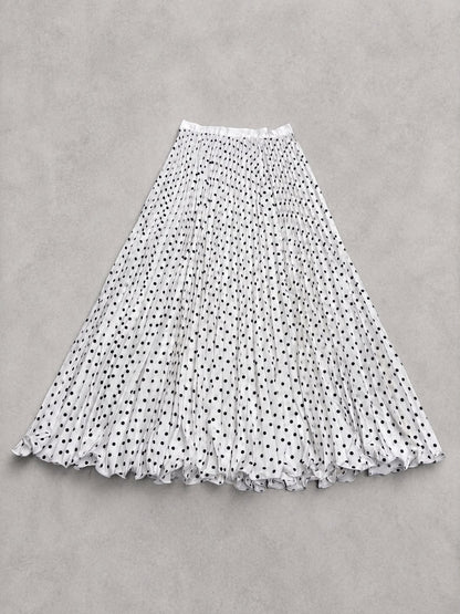 Polka Dot Pleated Maxi Skirt