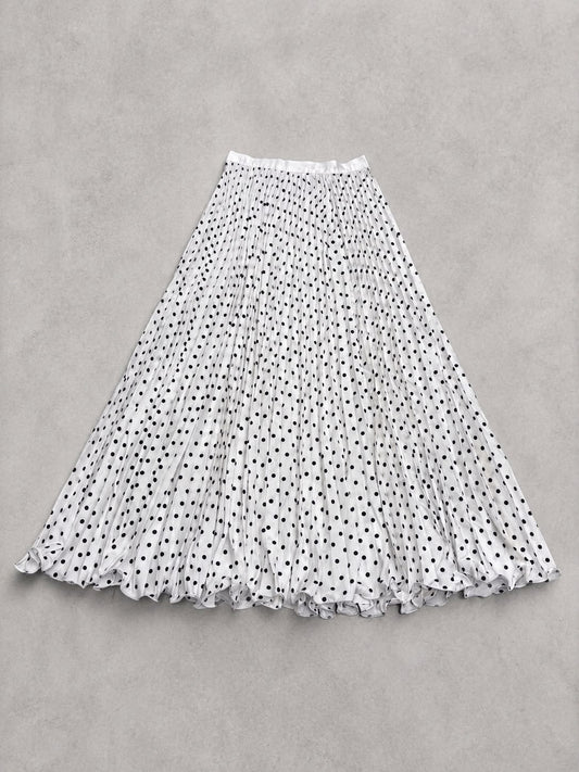 Polka Dot Pleated Maxi Skirt