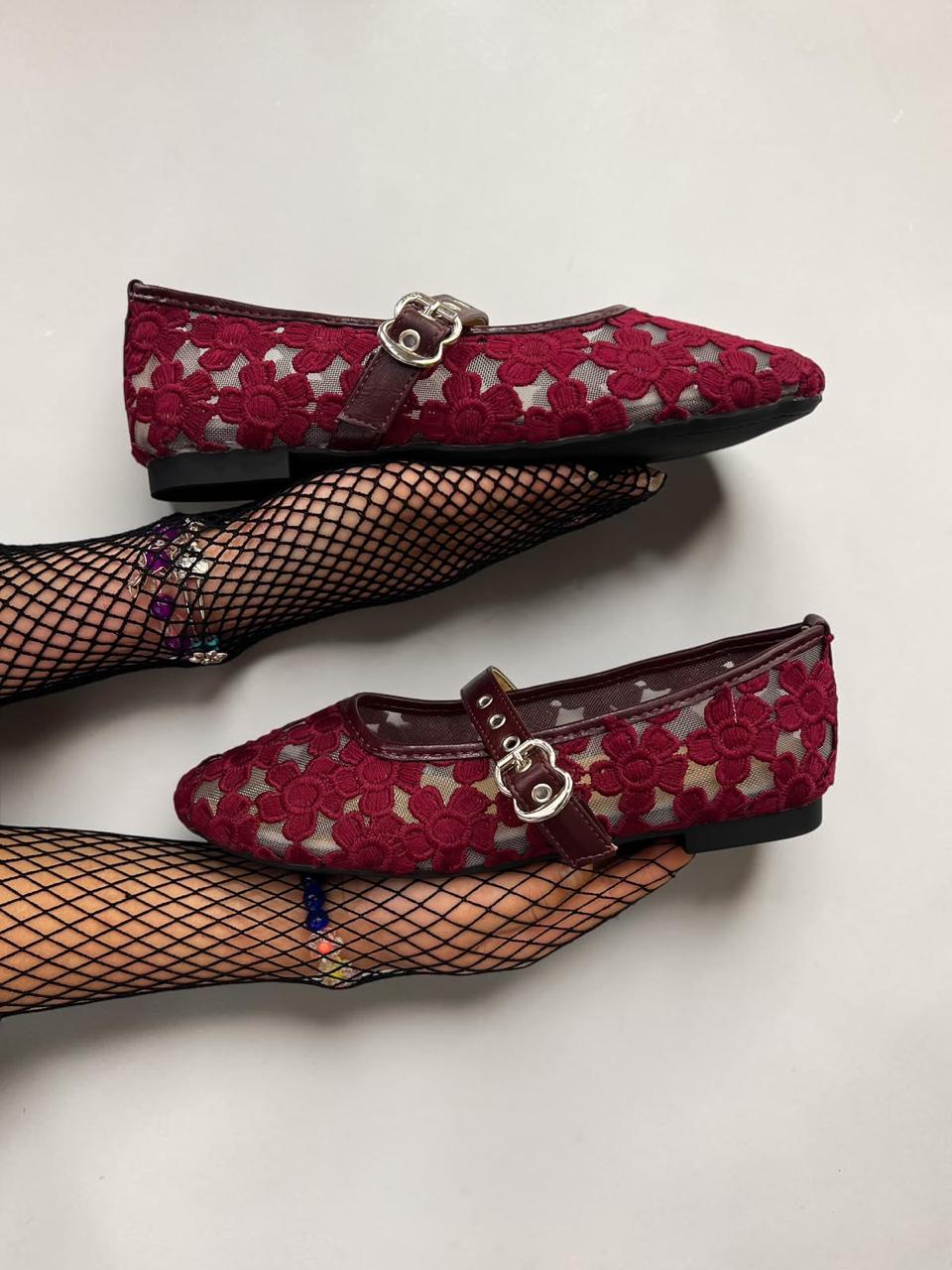 Floral Lace Mary Jene Flats