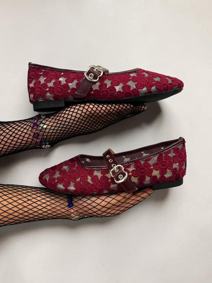 Floral Lace Mary Jene Flats