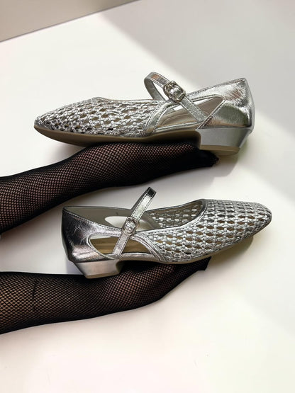 Metallic Woven Mary Jane