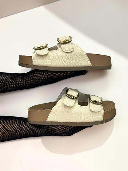 Double Buckle Comfort Slide Sandal