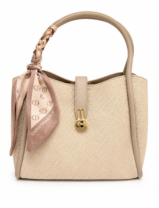 Woven Scarf Accent Tote Bag