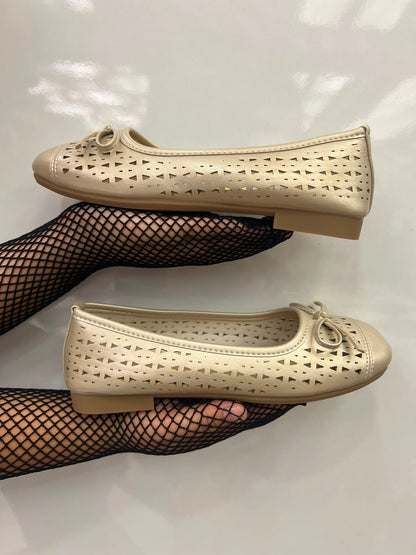 Pearl Mist Perforated Ballet Flats