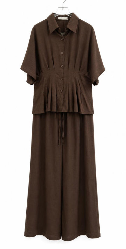 Mocha Elegance Two -Piece Pant Set