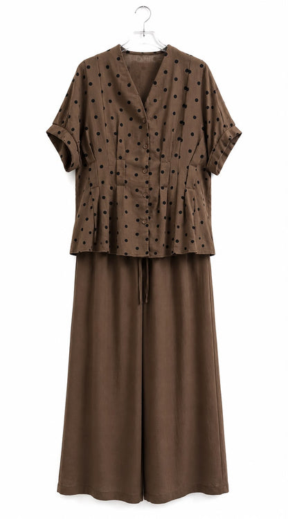 Polka Dot Two-Piece Pant Set