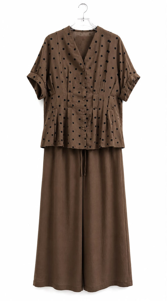 Polka Dot Two-Piece Pant Set