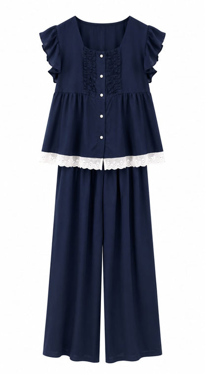 Lace -Trim Two-Piece Lounge Set