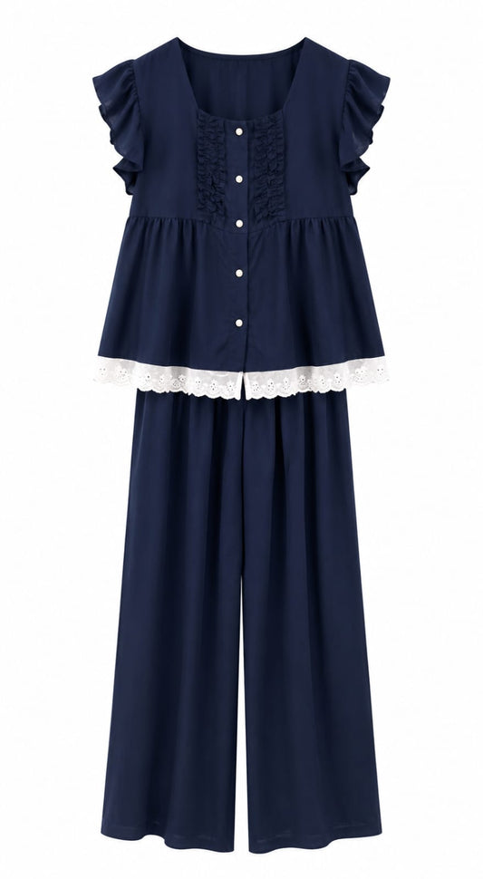 Lace -Trim Two-Piece Lounge Set