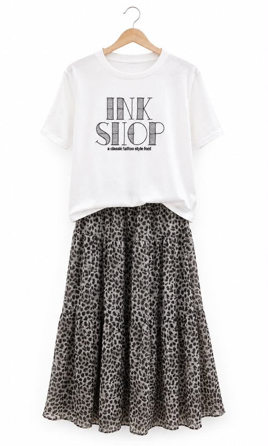 Leopard Tiered Maxi Skirt Set