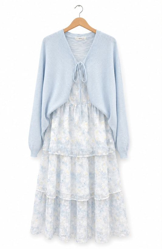 Dress with Kint Cardigan