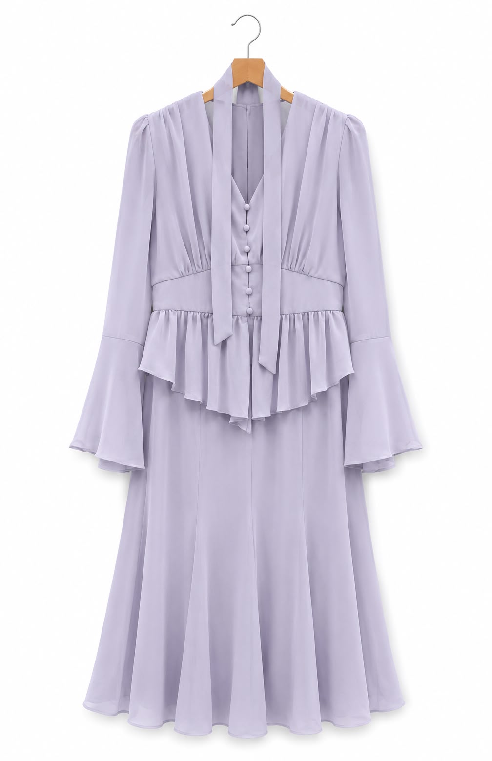 Tie-Neck Midi Dress
