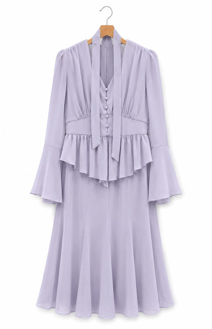 Tie-Neck Midi Dress