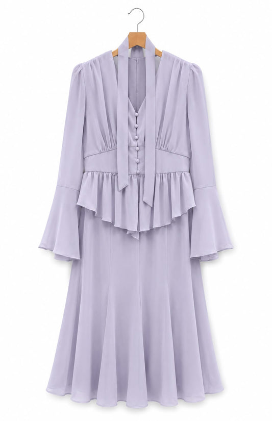 Tie-Neck Midi Dress