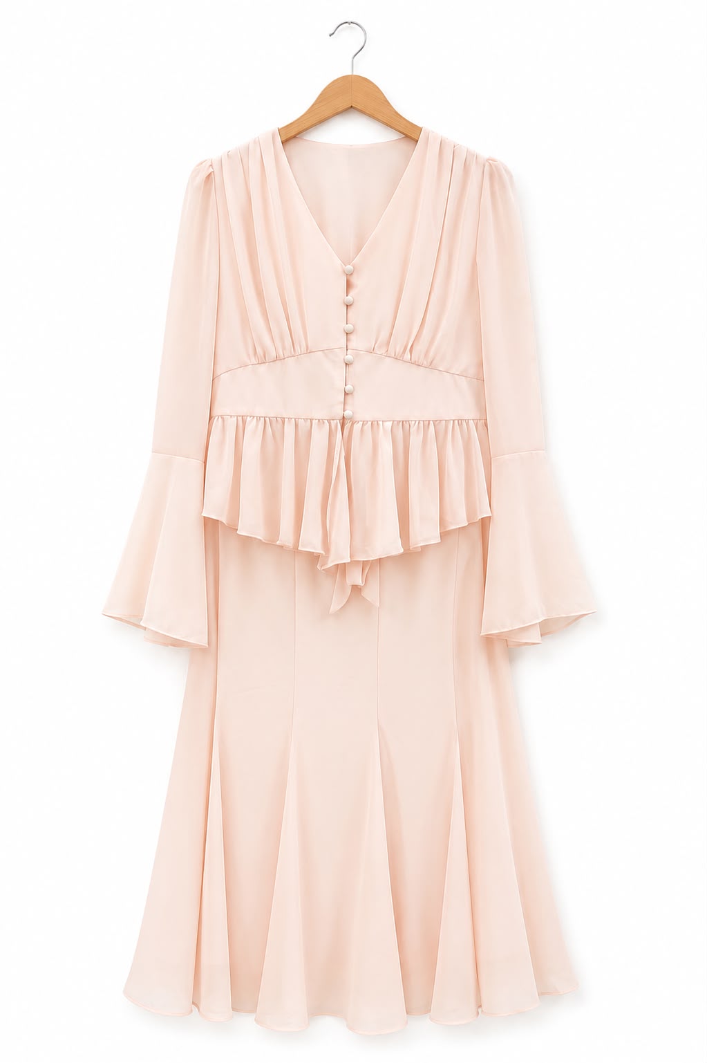 Blush Grace Ruffle Midi Dress