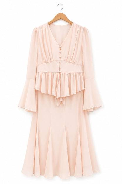 Blush Grace Ruffle Midi Dress