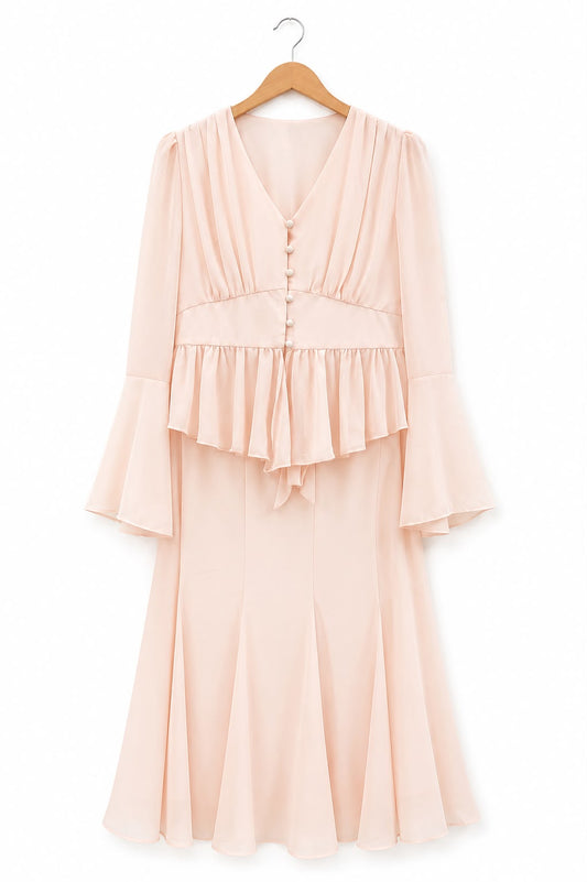 Blush Grace Ruffle Midi Dress