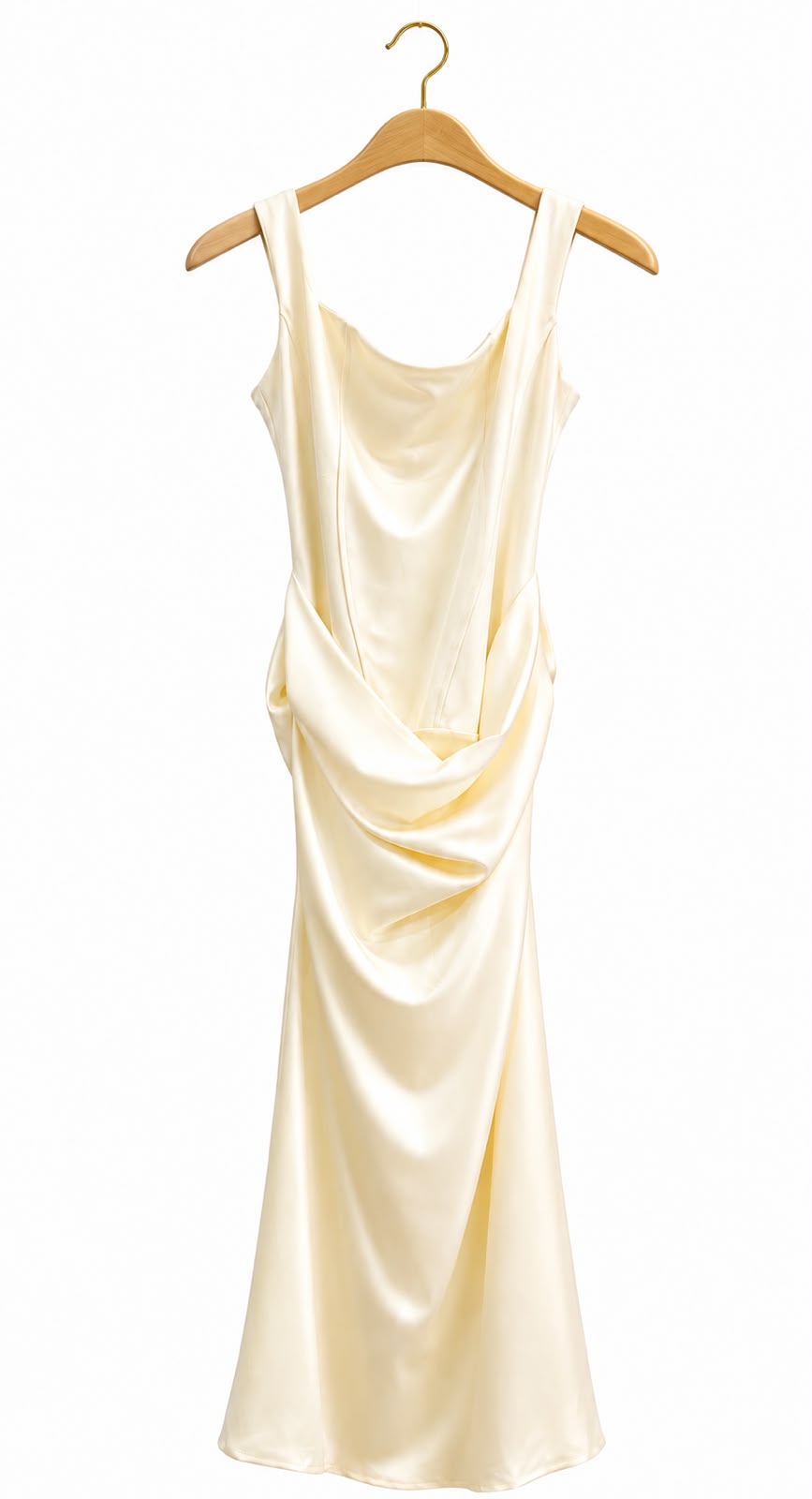 Ivory Satin Drape Dress